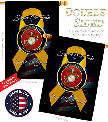 Breeze Decor Support Marine Corps Garden House Flag Kit Armed Forces USMC Semper Fi United State American Military Veteran Retire Official Decoration Banner Small Yard Gift Double-Sided, Made in USA