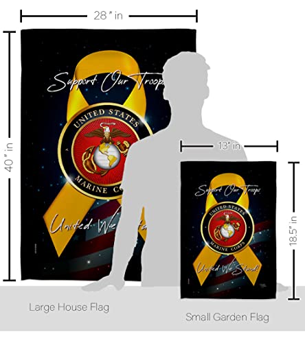 Breeze Decor Support Marine Corps Garden House Flag Kit Armed Forces USMC Semper Fi United State American Military Veteran Retire Official Decoration Banner Small Yard Gift Double-Sided, Made in USA