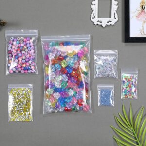 Somoga 200 PCS 2" x 3" Thick 4 Mil Small Clear Zip Poly Bags Plastic Reclosable Zip Seal Lock Bags Heavy-Duty Necklace Ring Coin Beads Jewelry Pill Zipper Bag