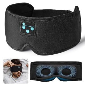 sleep headphones, wireless music eye mask,ezona 3d light blocking music eye mask earbuds cover with adjustable strap for side sleepers insomnia travel yoga nap gifts for men women