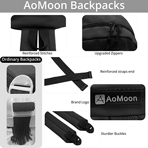 AoMoon Kawaii Backpack Lovely Pastel Rucksack for Teen Girls Aesthetic Student Bookbags with Kawaii Pin and Cute Accessories (Black-C) One Size