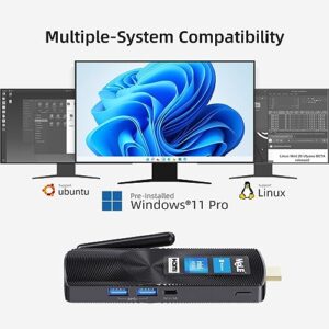 MeLE Fanless Mini PC Stick PCG02 Windows 11 Pro Celeron J4125 8GB RAM 256GB eMMC, Micro Computer Stick Supports HDMI 4K@60Hz, Gigabit Ethernet, Wi-Fi5 on Business, Industrial, Office, Media, Video