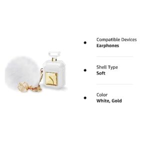 Pummelouty AirPods Case Perfume Cover with Keychain Perfume Bottle and Fur Ball, Luxury Cute Design Silicone Soft Shockproof AirPods Case for Girls and Women