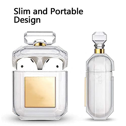 Pummelouty AirPods Case Perfume Cover with Keychain Perfume Bottle and Fur Ball, Luxury Cute Design Silicone Soft Shockproof AirPods Case for Girls and Women