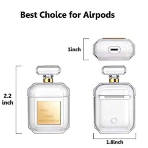 Pummelouty AirPods Case Perfume Cover with Keychain Perfume Bottle and Fur Ball, Luxury Cute Design Silicone Soft Shockproof AirPods Case for Girls and Women