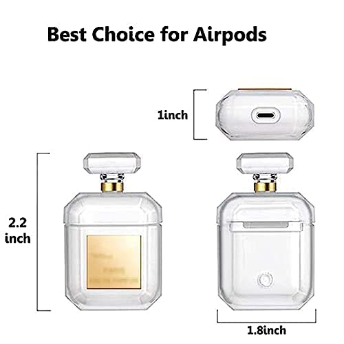 Pummelouty AirPods Case Perfume Cover with Keychain Perfume Bottle and Fur Ball, Luxury Cute Design Silicone Soft Shockproof AirPods Case for Girls and Women