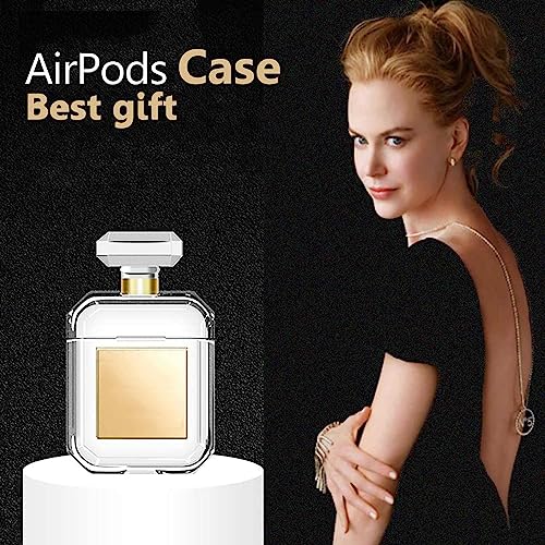 Pummelouty AirPods Case Perfume Cover with Keychain Perfume Bottle and Fur Ball, Luxury Cute Design Silicone Soft Shockproof AirPods Case for Girls and Women