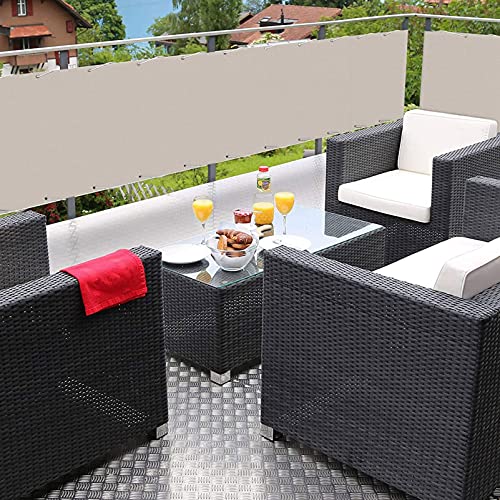 XIANPING Shade Cloth 2.3'x13.12' Privacy Protective Screens Weather-Resistant UV Resistant Polyester with Grommets with Acessories for Deck Patio Pergola Outdoor Backyard, Light Brown