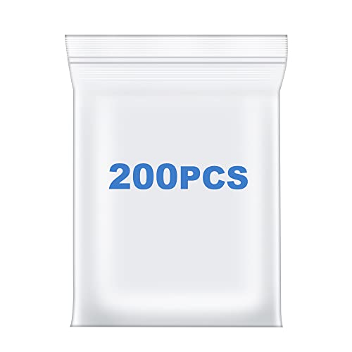Somoga 200 PCS 1.5" x 1.5" Thick 2.4 Mil Small Clear Zip Poly Bags Mini Plastic Reclosable Zip Seal Lock Bags Necklace Ring Coin Beads Jewelry Pill Zipper Bag