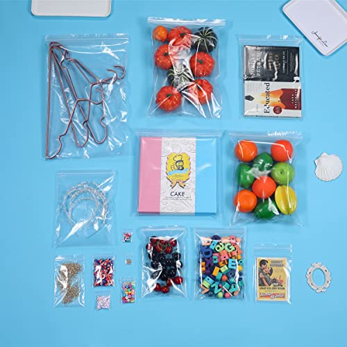 Somoga 200 PCS 1.5" x 1.5" Thick 2.4 Mil Small Clear Zip Poly Bags Mini Plastic Reclosable Zip Seal Lock Bags Necklace Ring Coin Beads Jewelry Pill Zipper Bag