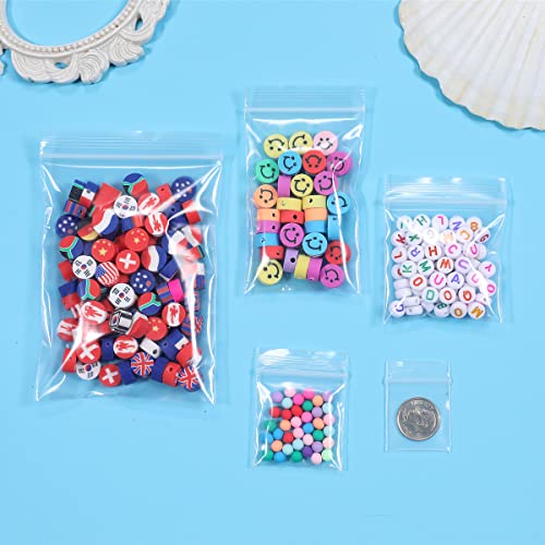 Somoga 200 PCS 1.5" x 1.5" Thick 2.4 Mil Small Clear Zip Poly Bags Mini Plastic Reclosable Zip Seal Lock Bags Necklace Ring Coin Beads Jewelry Pill Zipper Bag