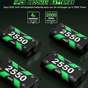 Charger for Rechargeable Xbox One Controller Battery Pack with 4x2550mAh Batteries for Xbox Series X|S/Xbox One, Battery Charger Station for Wireless Xbox One S/Xbox One X/Xbox One Elite Controllers