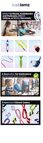 4 Earbuds with Microphone Multipack | for School, Classrooms, Libraries, Museums, Computer, Airplane etc, Wired in-Ear Earphones with Mic for Kids, Teenagers & Adults, Affordable Bulk Headphones