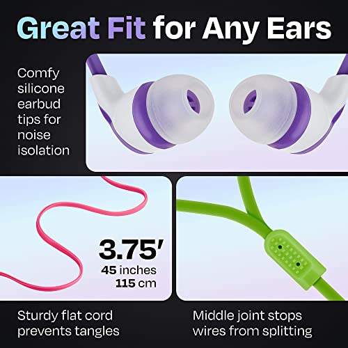 4 Earbuds with Microphone Multipack | for School, Classrooms, Libraries, Museums, Computer, Airplane etc, Wired in-Ear Earphones with Mic for Kids, Teenagers & Adults, Affordable Bulk Headphones