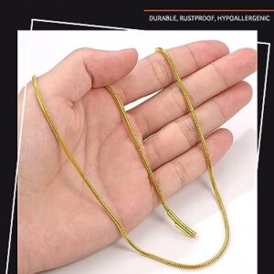 Gold Round Snake Chain Jewelry Women DIY Slim Chain Necklace Gold Plated 18 Inch 2MM Shiny Charms