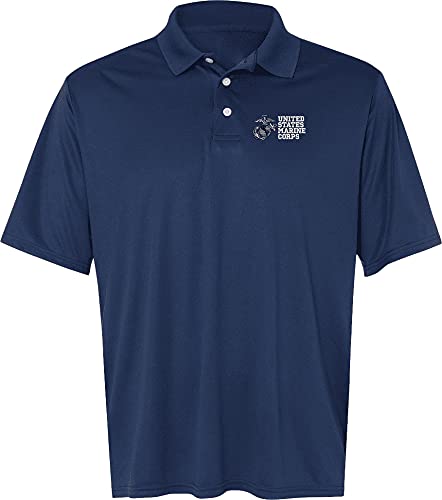 United States Marine Corps Polyester Moisture Wicking Polo Navy