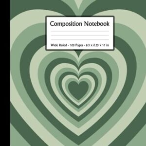 Composition Notebook Aesthetic: Sage Green Coffee Love Heart Latte Pattern | Notebook for School, Girls, Boys, College Students, Kids, Elementary School and Note Taking