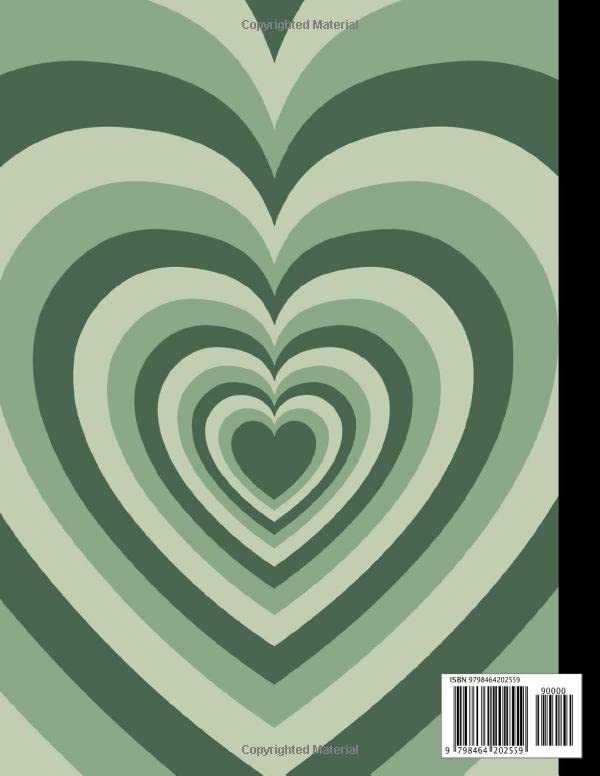 Composition Notebook Aesthetic: Sage Green Coffee Love Heart Latte Pattern | Notebook for School, Girls, Boys, College Students, Kids, Elementary School and Note Taking