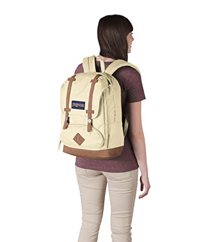 JanSport Cortlandt Laptop Backpack, Coconut, 15” Laptop Sleeve-Synthetic Leather Shoulder Computer Bag with Large Compartment, Padded Straps-Book Rucksack for Men, Women