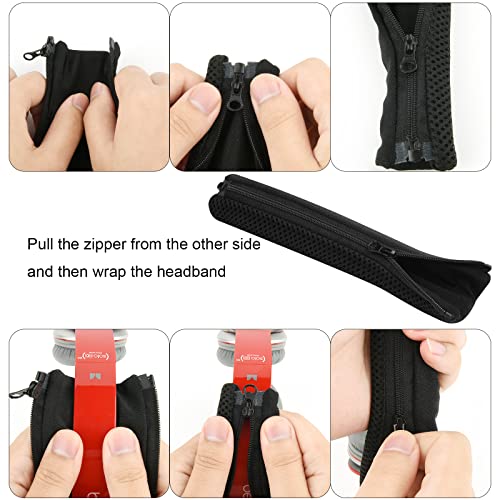 Cosmos 2 Pcs Headphone Headband Cover Sleeve Headband Protector Headphone Protective Cushion Pad with Zipper Installation, Black