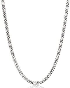 fiusem silver tone cuban link chain for men, 5mm mens chain necklaces, stainless steel chain necklaces for men women and boys, 20 inch