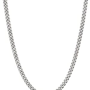 Fiusem Silver Tone Cuban Link Chain for Men, 5mm Mens Chain Necklaces, Stainless Steel Chain Necklaces for Men Women and Boys, 20 Inch