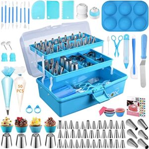cake decorating tools supplies kit: 236pcs baking accessories with storage case - piping bags and icing tips set - cupcake cookie frosting fondant bakery set for adults beginners or professional