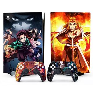 sticker for ps5 digital edition cover, anime decal skin for ps5 console and controllers sticker, durable, scratch resistant, bubble-free, compatible with playstation 5