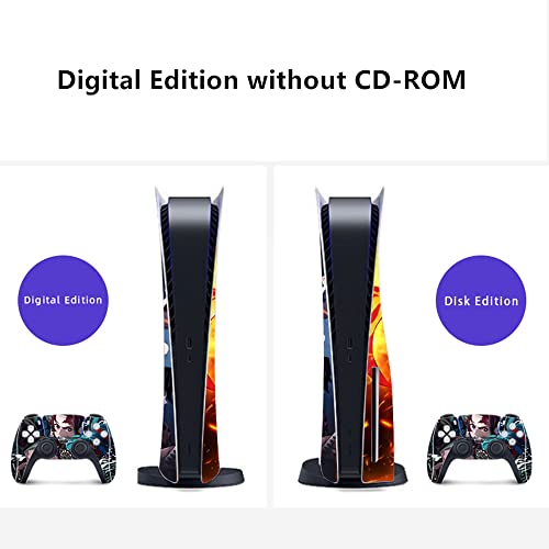 Sticker for PS5 Digital Edition Cover, Anime Decal Skin for PS5 Console and Controllers Sticker, Durable, Scratch Resistant, Bubble-Free, Compatible with Playstation 5