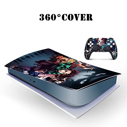 Sticker for PS5 Digital Edition Cover, Anime Decal Skin for PS5 Console and Controllers Sticker, Durable, Scratch Resistant, Bubble-Free, Compatible with Playstation 5