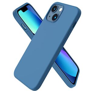 ornarto compatible with iphone 13 mini case, slim liquid silicone 3 layers full covered soft gel rubber with microfiber case cover 5.4 inch-blue