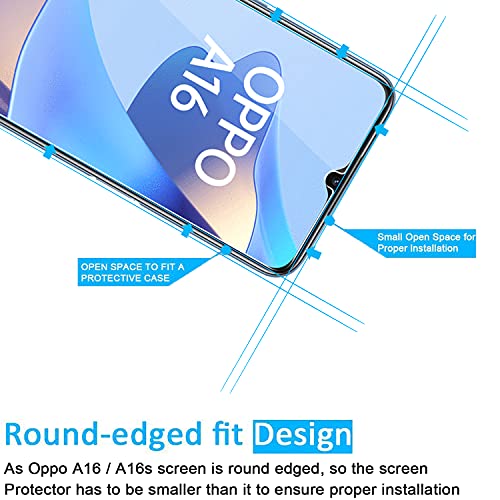 NEW'C [3 Pack] Designed for Oppo A16 (6,52"), A16s Screen Protector Tempered Glass, Case Friendly Ultra Resistant