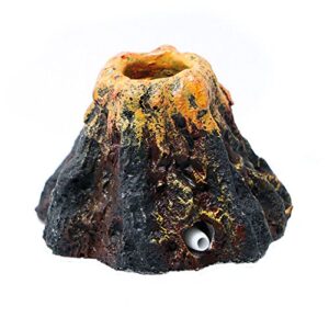 RunXF Aquarium Ornament Volcano Fish Tank Bubble Stone Decoration Bubbler Large Decor Landscaping (Small with Bubbler)