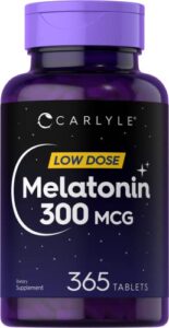 carlyle melatonin 300 mcg | 365 tablets | low dose | vegetarian, non-gmo, gluten free