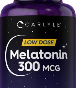 Carlyle Melatonin 300 mcg | 365 Tablets | Low Dose | Vegetarian, Non-GMO, Gluten Free