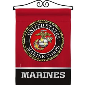 US MILITARY United State Garden Flag Set Wall Hanger Armed Forces Marine Corps USMC Semper Fi American Military Veteran Retire Official House Banner Small Yard Gift Double-Sided, Made in USA