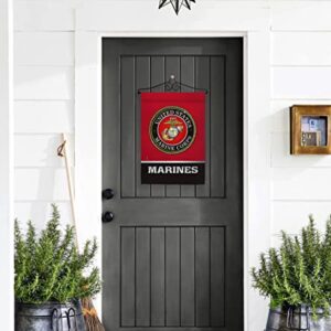 US MILITARY United State Garden Flag Set Wall Hanger Armed Forces Marine Corps USMC Semper Fi American Military Veteran Retire Official House Banner Small Yard Gift Double-Sided, Made in USA