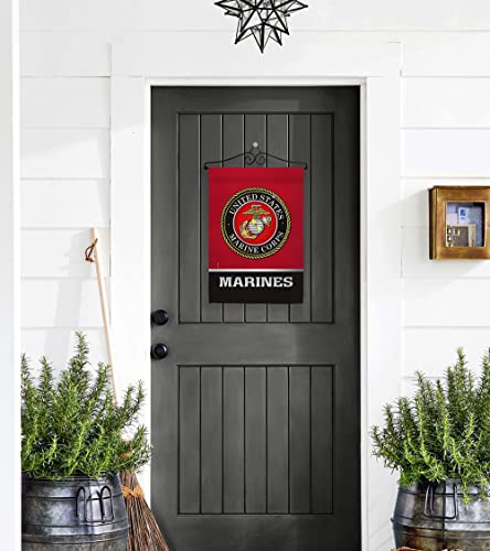 US MILITARY United State Garden Flag Set Wall Hanger Armed Forces Marine Corps USMC Semper Fi American Military Veteran Retire Official House Banner Small Yard Gift Double-Sided, Made in USA