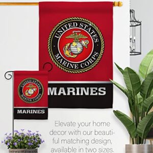 US MILITARY United State Garden Flag Set Wall Hanger Armed Forces Marine Corps USMC Semper Fi American Military Veteran Retire Official House Banner Small Yard Gift Double-Sided, Made in USA