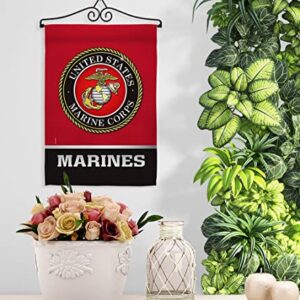 US MILITARY United State Garden Flag Set Wall Hanger Armed Forces Marine Corps USMC Semper Fi American Military Veteran Retire Official House Banner Small Yard Gift Double-Sided, Made in USA