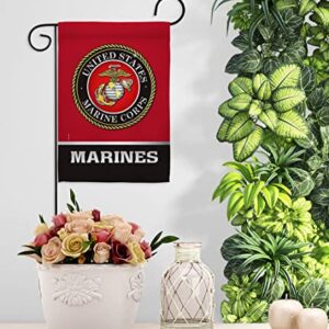 US MILITARY United State Garden Flag Set Wall Hanger Armed Forces Marine Corps USMC Semper Fi American Military Veteran Retire Official House Banner Small Yard Gift Double-Sided, Made in USA