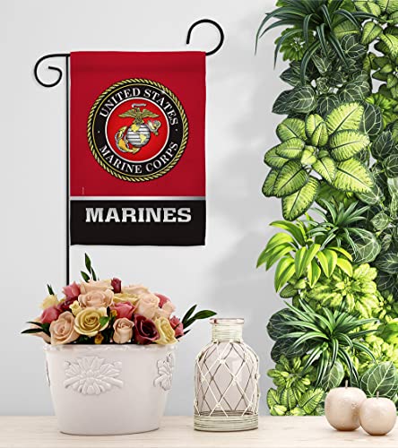 US MILITARY United State Garden Flag Set Wall Hanger Armed Forces Marine Corps USMC Semper Fi American Military Veteran Retire Official House Banner Small Yard Gift Double-Sided, Made in USA