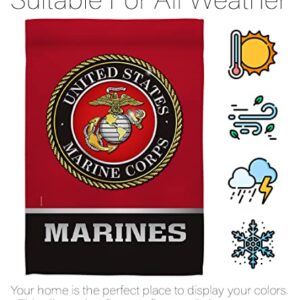 US MILITARY United State Garden Flag Set Wall Hanger Armed Forces Marine Corps USMC Semper Fi American Military Veteran Retire Official House Banner Small Yard Gift Double-Sided, Made in USA