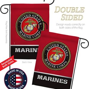 US MILITARY United State Garden Flag Set Wall Hanger Armed Forces Marine Corps USMC Semper Fi American Military Veteran Retire Official House Banner Small Yard Gift Double-Sided, Made in USA