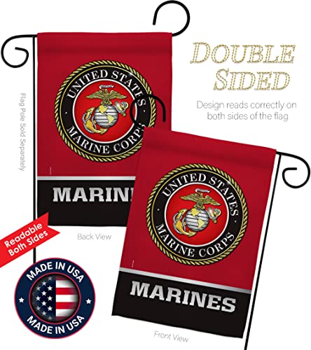 US MILITARY United State Garden Flag Set Wall Hanger Armed Forces Marine Corps USMC Semper Fi American Military Veteran Retire Official House Banner Small Yard Gift Double-Sided, Made in USA