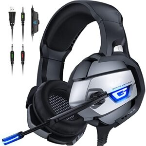 feiying gaming headset with microphone, gaming headphones stereo 7.1 surround sound ps4 headset 50mm drivers, 3.5mm audio jack over ear headphones wired for pc switch playstation xbox ps5 laptop