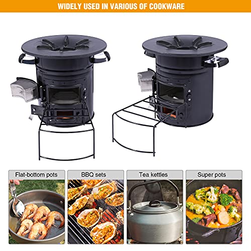 Lineslife Camping Rocket Stove Wood Burning Portable for Cooking, Outdoor Camping Wood Stove with Carry Bag for Backpacking Emergency RV Survival, Versatility of Fuel, Black Two Doors 12.6''