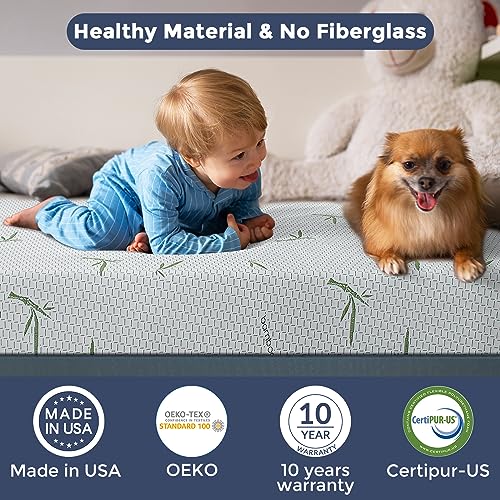 IULULU Twin Size Mattress in a Box, 8 Inch Gel Memory Foam Mattress with Bamboo Cover, Cooling Bed Mattress Made in USA, CertiPUR-US Certified,White