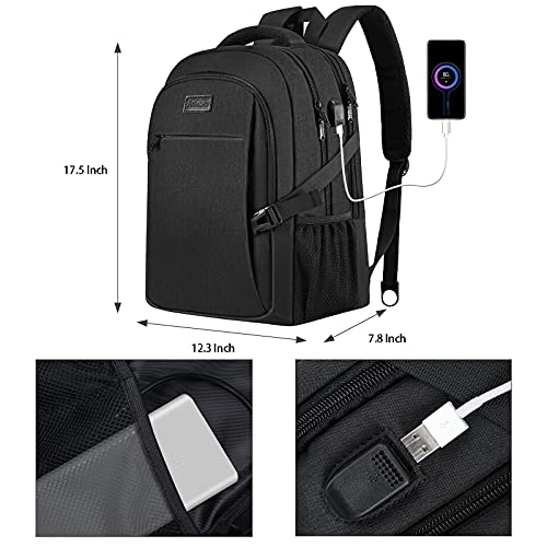 ANKUER Backpacks for Men Women, Backpack Fits Up 15.6 in Laptop Backpack for Travel, Backpacks with USB Charging Port, Work Business Backpack for Women (Black)