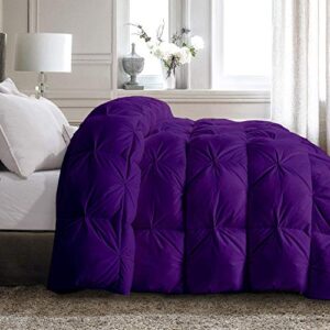 All-Season 500 GSM Egg Plant Goose Down Alternative 1 Piece Quilted Pinch Pleated Single Comforter 800 Thread Count Egyptian Cotton Soft & Fluffy Breathable California King